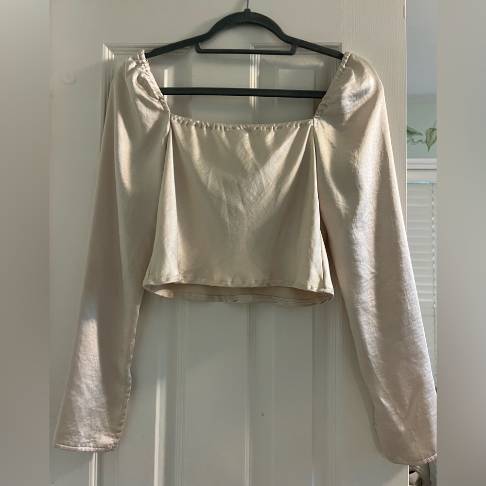 Princess Polly Love Song Top / Champagne Satin Long Sleeve Top - Picture 6 of 6